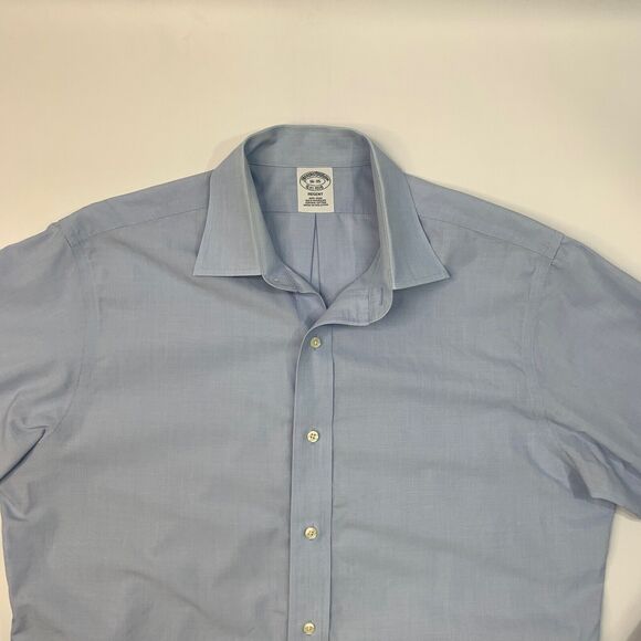 Brooks Brothers Shirt Mens 16 Breeze Blue Regent Dress Non Iron American Supima - Picture 4 of 13
